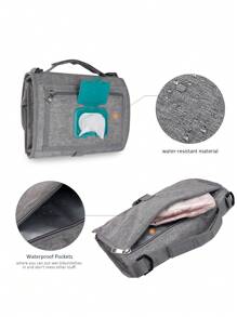 Bebé 1 pieza Bolsa de pañales unicolor multifuncional poliéster portátil - Gris - Ver 3