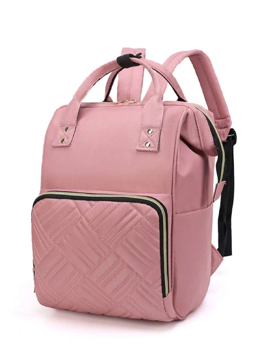 Bolso De Hombro Doble Con Hilo De Bordado Y Gran Capacidad Para Mamá - Rosa - Ver 1