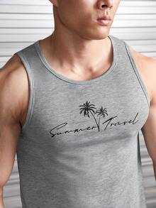 GENTILAND Men Coconut Tree Print Tank Top & Shorts - Multicolor - View 7