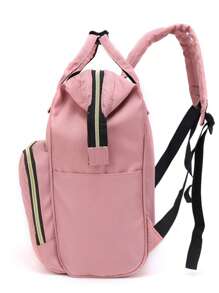 Bolso De Hombro Doble Con Hilo De Bordado Y Gran Capacidad Para Mamá - Rosa - Ver 4