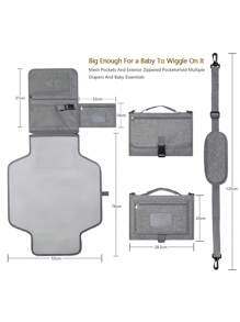 Bebé 1 pieza Bolsa de pañales unicolor multifuncional poliéster portátil - Gris - Ver 6