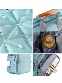 Bebé Mochila bolsa de pañal en relieve geométrico alta capacidad - Azul - Ver 9