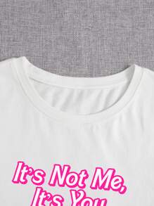 Pretty Bratty Áo thun nữ Slogan Giải trí - trắng - Xem 4