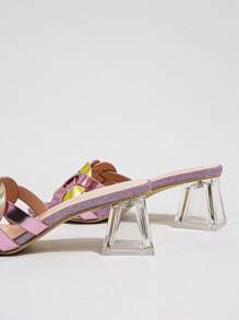 女士方头水晶高跟凉鞋、时尚高跟凉鞋、性感派对高跟鞋 - 彩色 - 查看 2