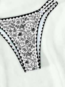 SHEIN Swim Summer Beach Floral Print Halter Triangle Bikini Set