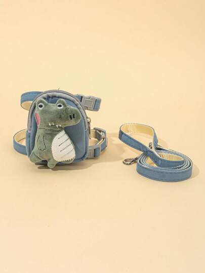 1 pieza con diseño de dinosaurio Arnés para mascotas & 1 pieza Correa de mascota para perro con gato para exterior