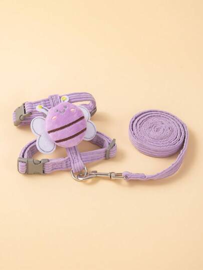 2pcs Bee Decor Pet Harness & Pet Leash Set For Dog And Cat For Outdoor