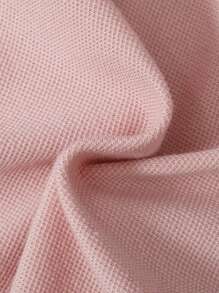 SHEIN Tween Boy Casual Ribbed Polo Collar Half-Zip Solid Color Knit Pullover