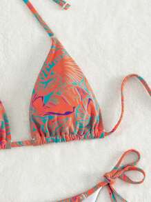 SHEIN Swim 貝殼圖案掛脖三角杯比基尼泳裝 - 彩色 - 查看 4