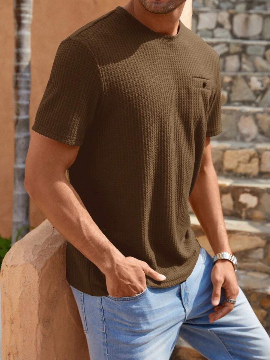 Manfinity Homme Áo thun & Áo lót Nam màu trơn Giải trí - Cà phê nâu - Xem 1