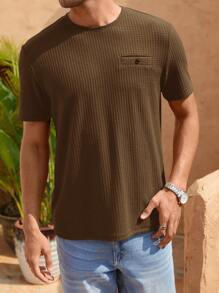 Manfinity Homme Áo thun & Áo lót Nam màu trơn Giải trí - Cà phê nâu - Xem 3