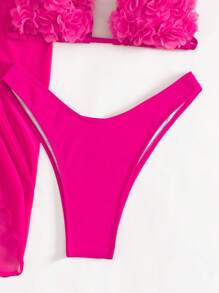 SHEIN Swim Triangle-Bikini mit Neckholder, Applikation, & Strandrock