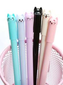 4入組貓貓設計中性筆 - 粉色 - 查看 2