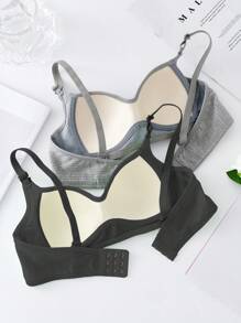 SHEIN Explorewe Teen Girl 2pcs Solid Rib Knit Bralette