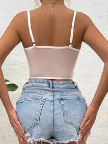 SHEIN Allurite Contrast Lace Bow Front Cut Out Bustier Cami Top - White - View 2