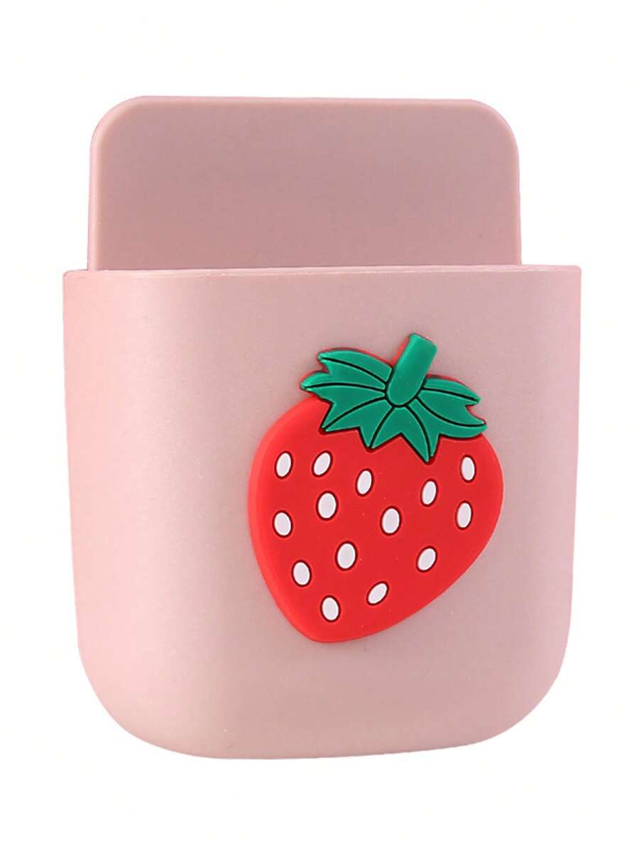 1 cái Giá đỡ bút máy tính để bàn trang trí dâu tây - Hồng - Xem 1