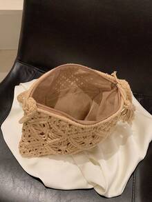 極簡鉤針編織袋拉鍊流蘇裝飾度假