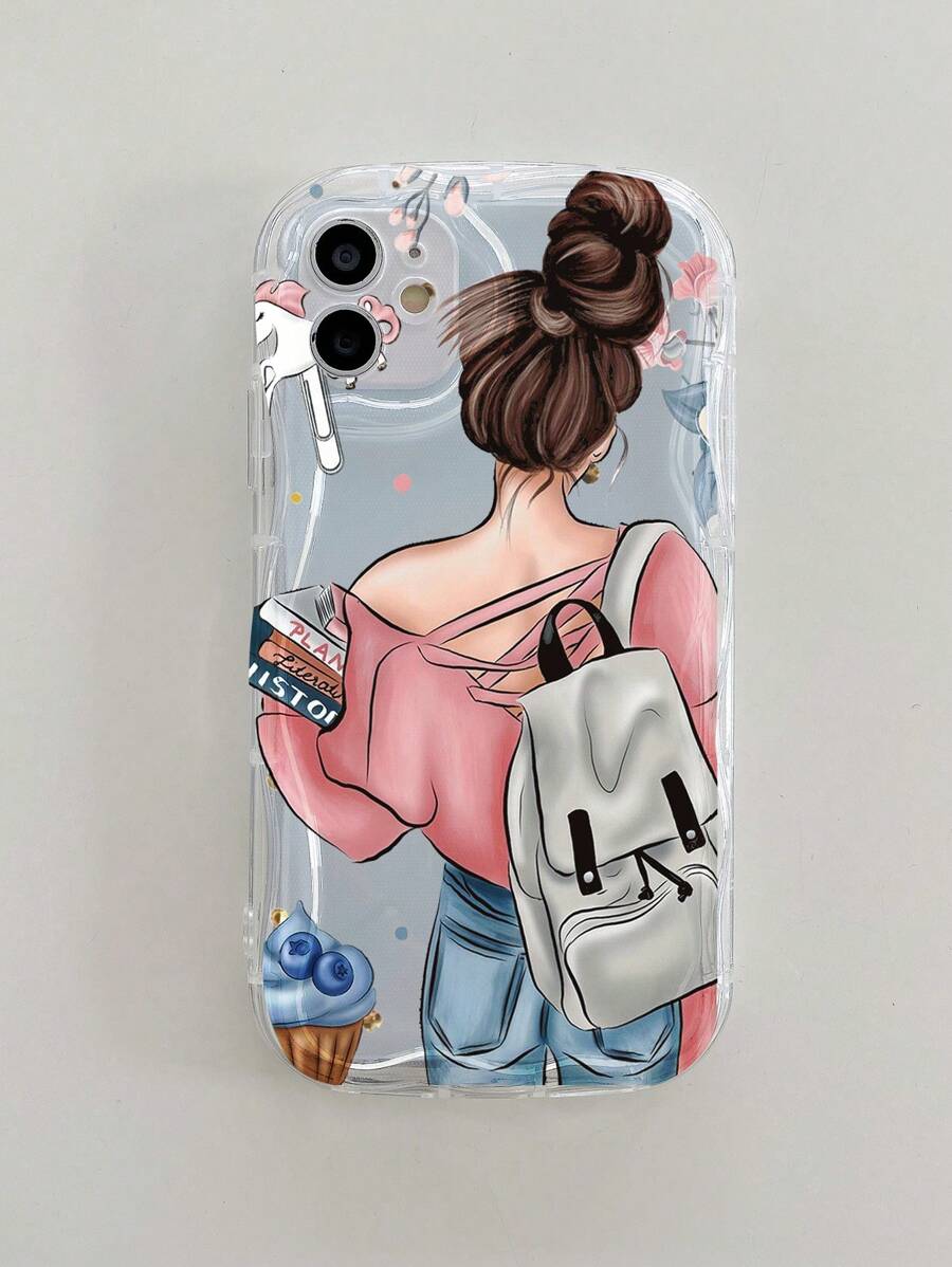 人像圖案透明手機殼 - 無色 - 查看 1