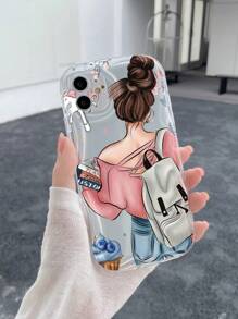 人像圖案透明手機殼 - 無色 - 查看 3