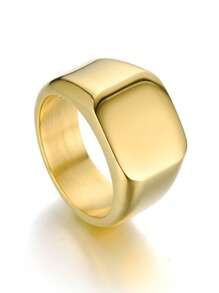 男士幾何裝飾戒指,適用於首飾類禮品和派對 - 金黃色 - 查看 4