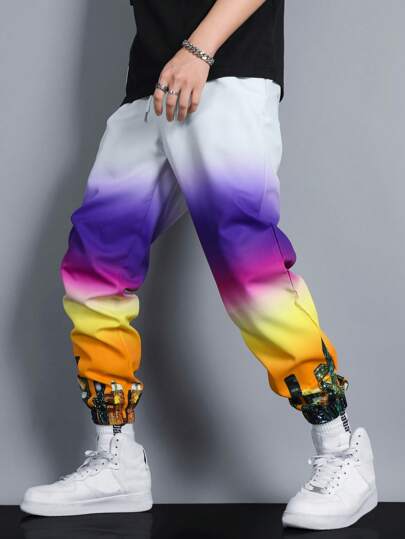 Uomo Pantaloni sfumato con coulisse a vita