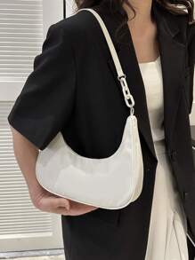 極簡流浪包白色中等尼龍拉鍊 - 白色 - 查看 2