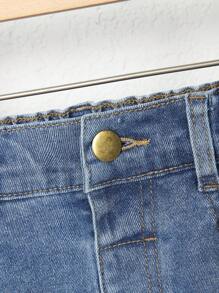 小男童破洞抽鬚漂白水洗牛仔褲 - 中等水洗藍 - 查看 8
