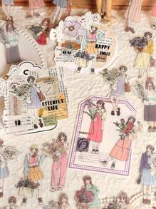 30入組人像圖案多種卡通貼花適用於學生