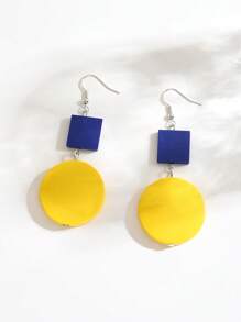 1對時尚幾何耳墜適合女士日常裝飾 - 彩色 - 查看 2