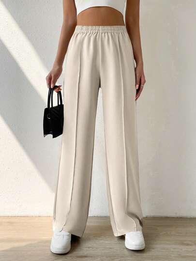 SHEIN EZwear 女士纯色日常穿着松紧腰裤