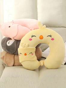 1 pieza Almohada con diseño de dibujos animados en forma de U - Amarillo - Ver 2