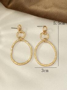 1 对时尚优雅简约大方不对称花卉图案耳环，欧美风格 - 金色 - 查看 3