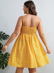 Dreamara Plus Ditsy Floral Print Cami Dress - Yellow - View 2