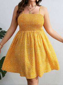 Dreamara Plus Ditsy Floral Print Cami Dress - Yellow - View 4