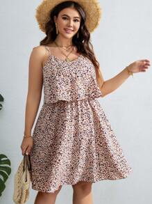 SHEIN VCAY Plus Allover Print Cami Dress - Multicolor - View 1