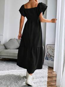 Modelyn Solid Ruffle Hem Dress