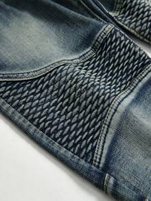 Hombres Jeans ajustados con lavado sin cinturón - Azul lavado medio - Ver 3