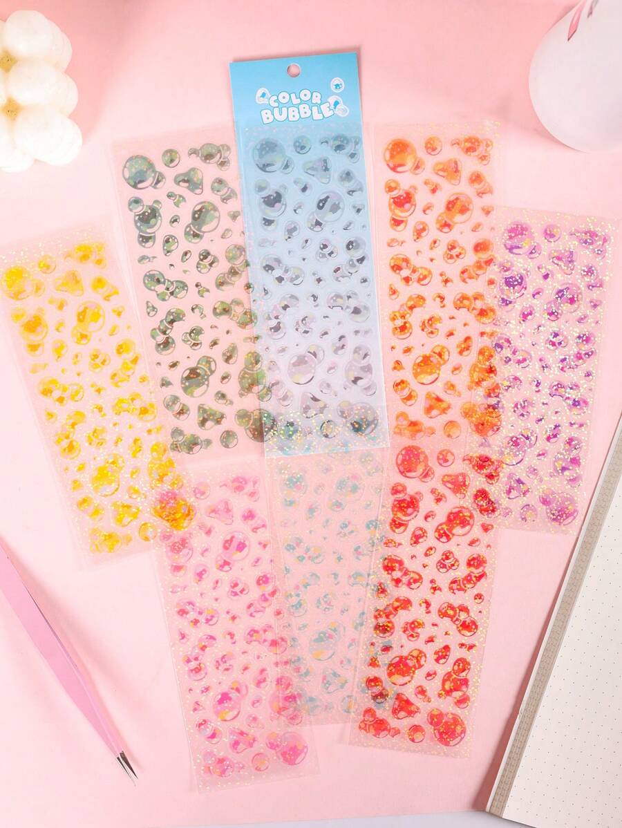 8 cái Nhãn dán hoa văn bong bóng các loại, Decal hiện đại cho học sinh - Nhiều màu - Xem 1