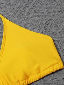 4pcs/Pack Teen Girl Lemon Print Bikini Set With Cover Up Set Summer Beach - Multicolor - View 3