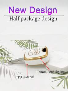 Leopard Pattern Car Key Case Compatible With Peugeot, Key Fob Cover - White - View 3