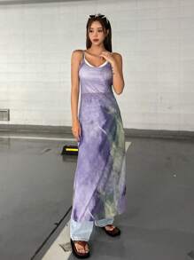 DAZY Tie Dye Cami Dress - Purple - View 4