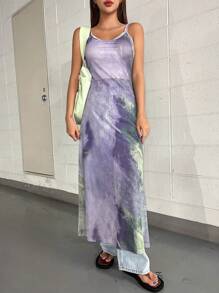 DAZY Tie Dye Cami Dress - Purple - View 1