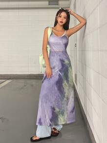 DAZY Tie Dye Cami Dress - Purple - View 5