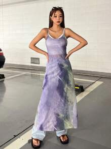 DAZY Tie Dye Cami Dress - Purple - View 7