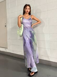 DAZY Tie Dye Cami Dress - Purple - View 8
