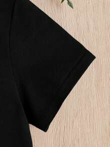 SHEIN Bebé niño Pantalones deportivos con camiseta con slogan con parche