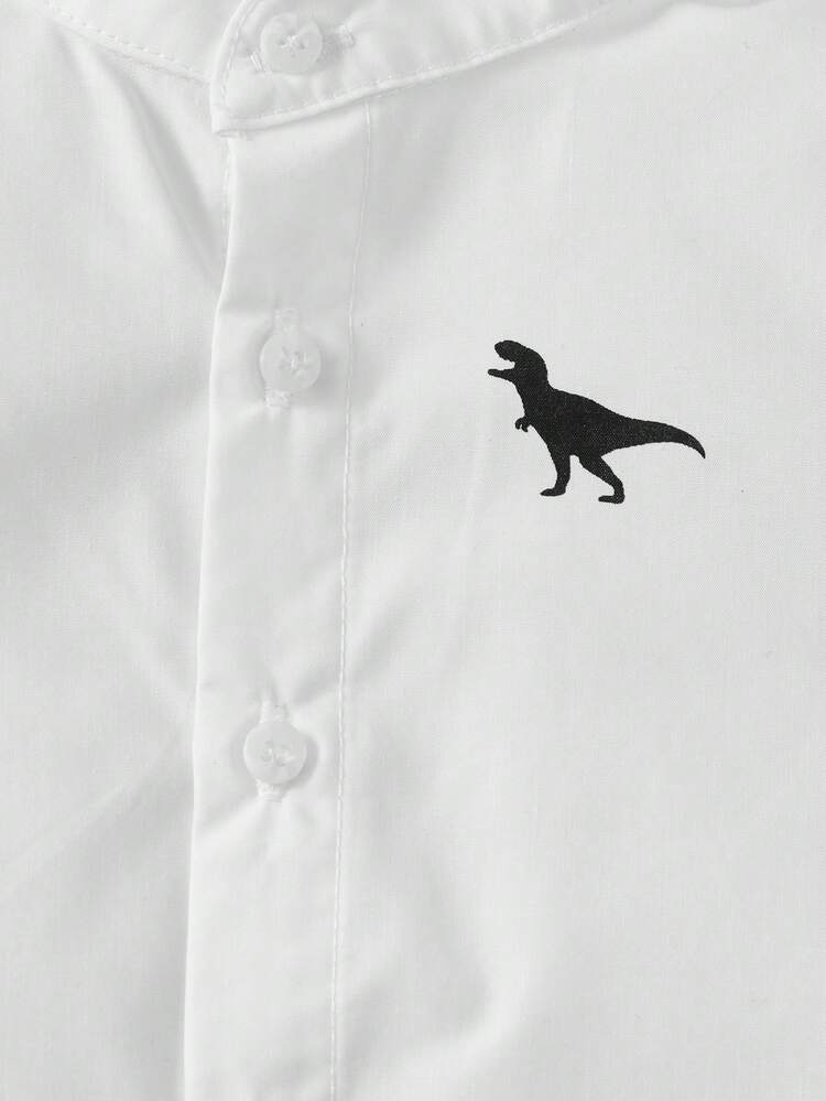 Baby Boy's Dinosaur Printed Button-Front Shirt, Casual And Simple Style For Summer