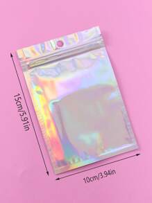 20pcs Holographic Gift Wrapping Bag, Modern PVC Waterproof Gift Bag For Party - Silver - View 5