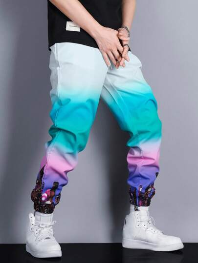 Hombres Pantalones de ombré de cintura con cordón