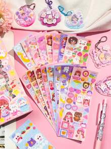 50入組卡通圖案可愛貼花適用於學生 - 彩色 - 查看 1